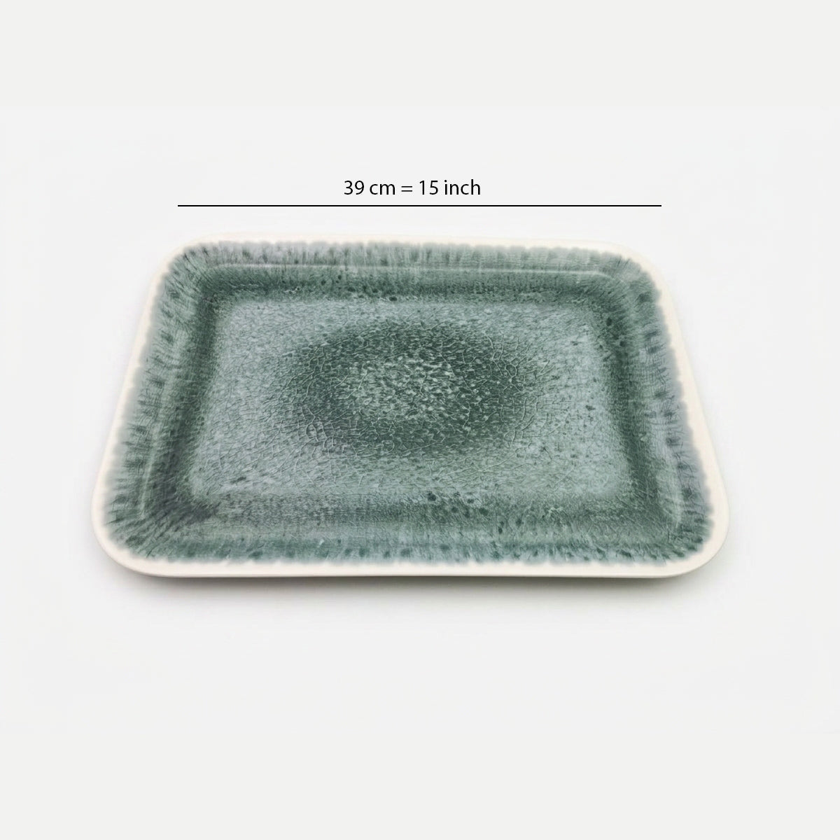 Green Marble Melamine Rectangular Tray 15 inch