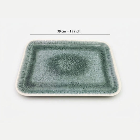 Green Marble Melamine Rectangular Tray 15 inch
