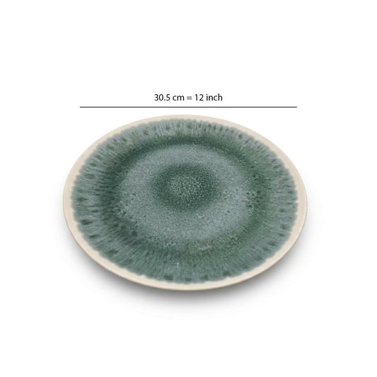 Green Marble Design Round Melamine Tray; 12"