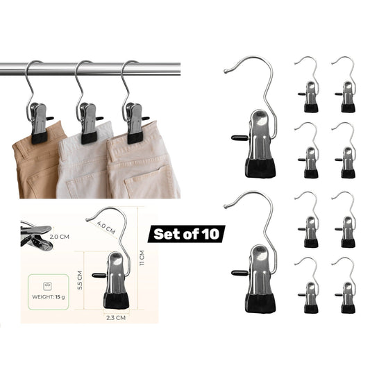 Set of 10 anti-slip clip hangers