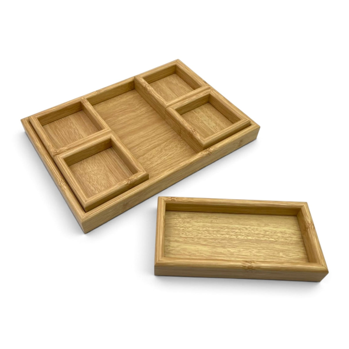 Set of 6 MDF Trays with Bamboo Color