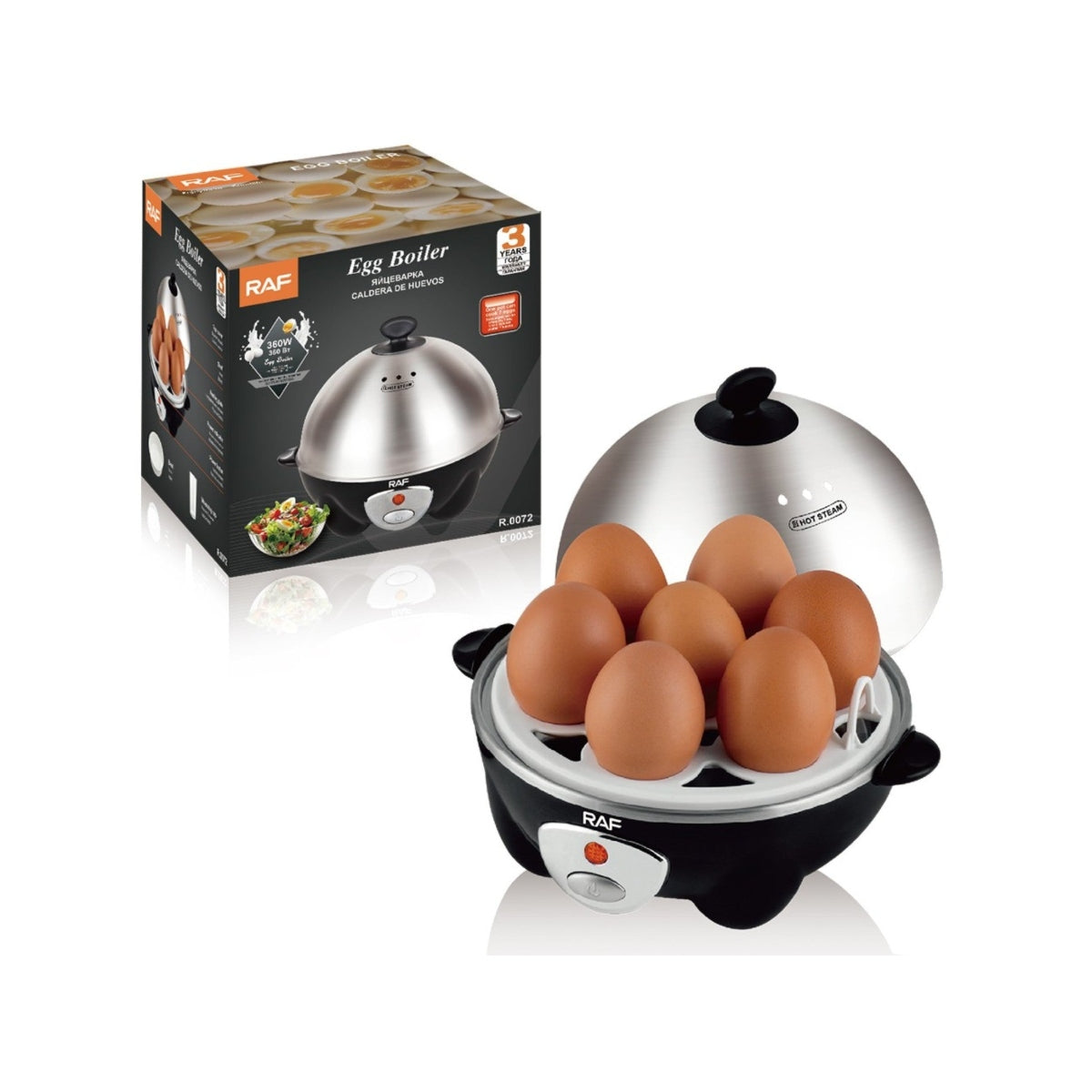 RAF Egg Boiler with Stainless Steel Cover 360W