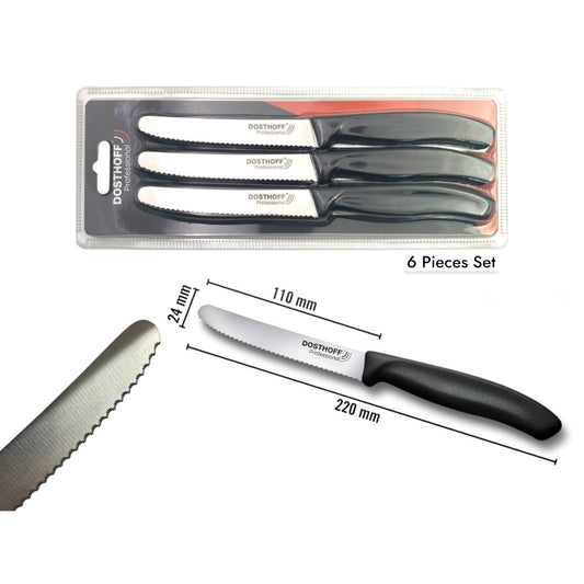 Dosthoff Serrated Tomato Knife Black Plastic Handle X6