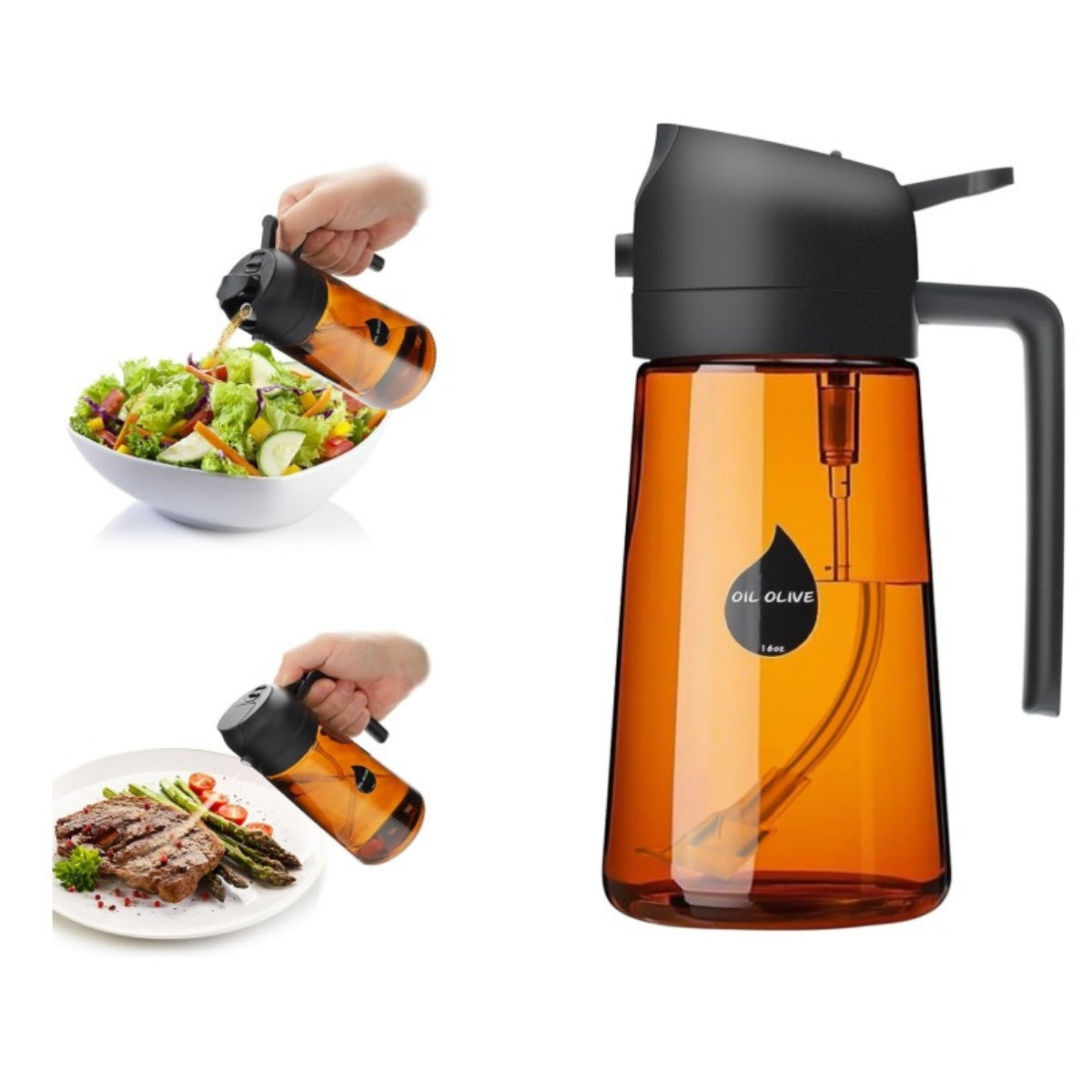 Glass Oil Sprayer and Pourer 2 in 1