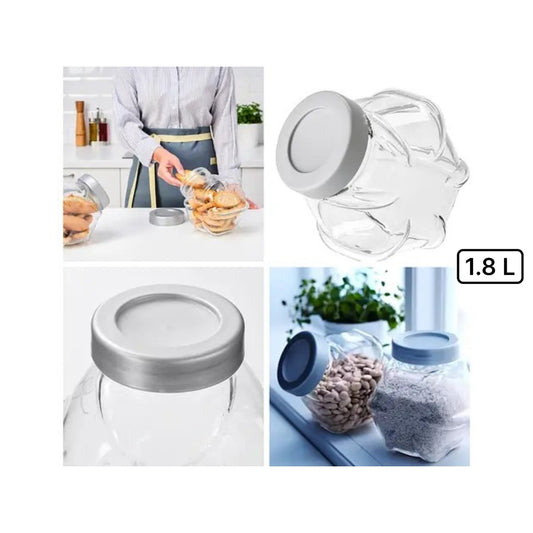 Glass Jar 1.8L with Plastic Cover