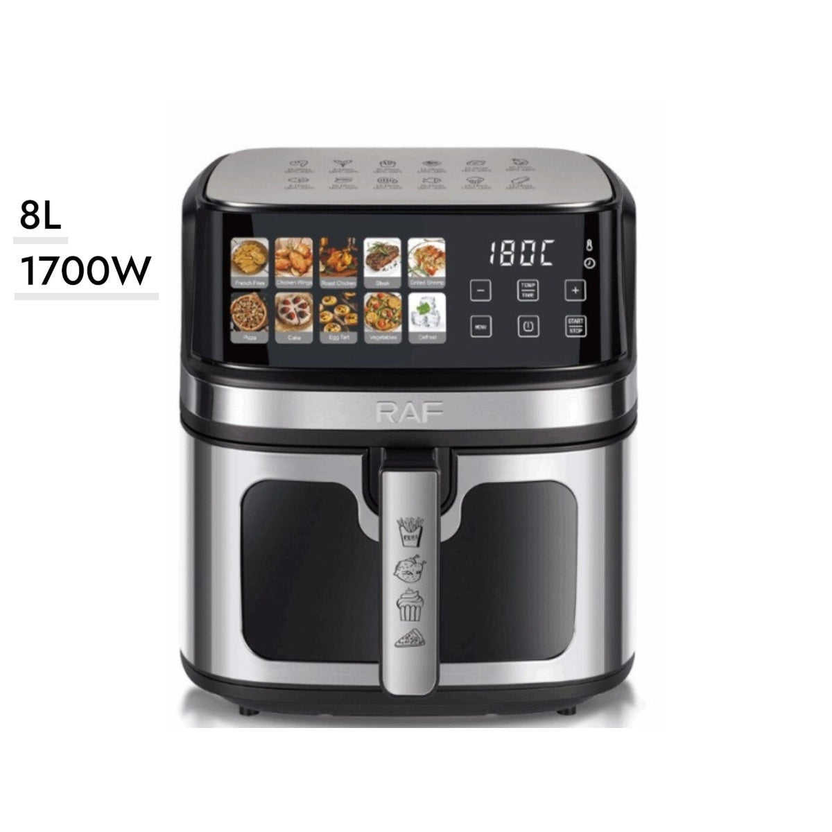 RAF Airfryer with Colored Digital Touch Screen 8L-1700W