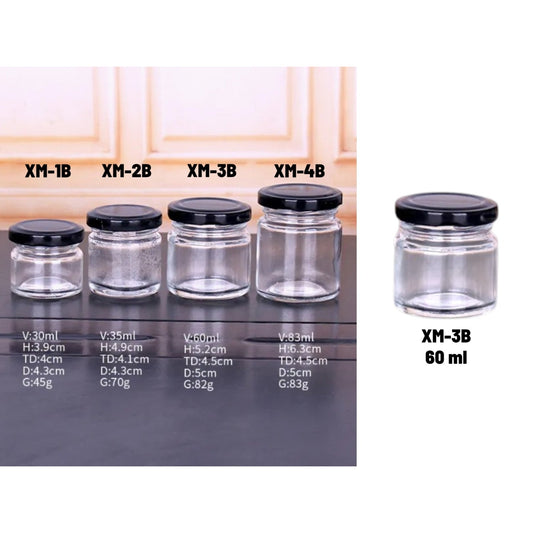 Small Glass Jar with Black Cover 60 ml x4
