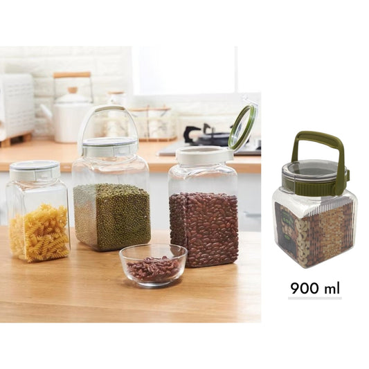 BPA free Plastic Jar with Leak Proof Attached Cover 900m