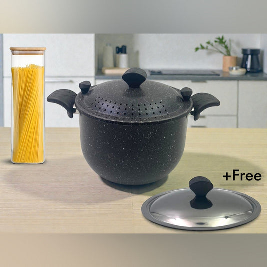 Black Granite Deep Pasta Pot 24 cm
