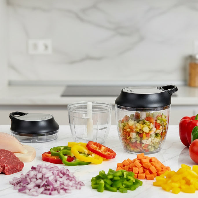 Manual Food Chopper with 5 blades SS Cover