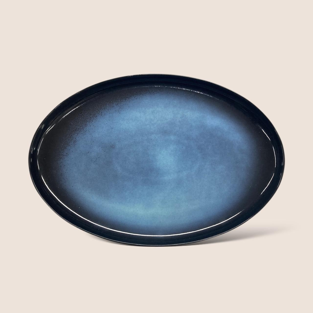 Dosthoff Blue Glazed Oval Dish 36 cm