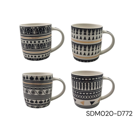 Porcelain Mug with Black Art with Gold Design