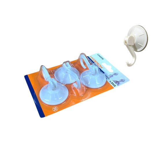 Small Strong White Suction Cup Round Hook X3