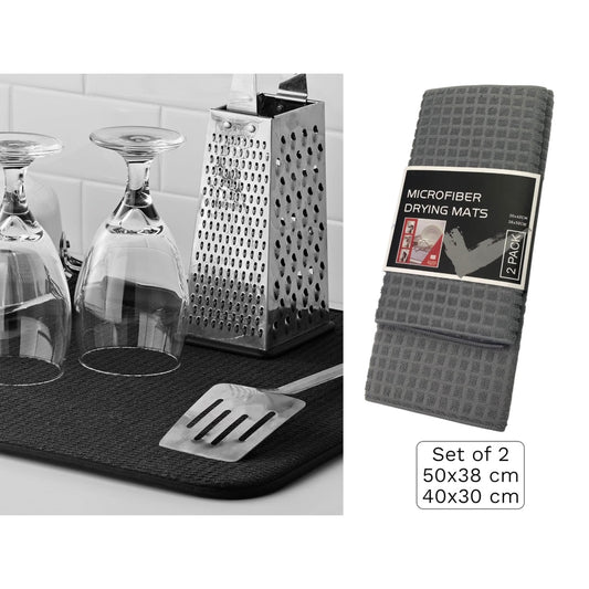 Pack of 2 Microfiber Dish Draining Mats