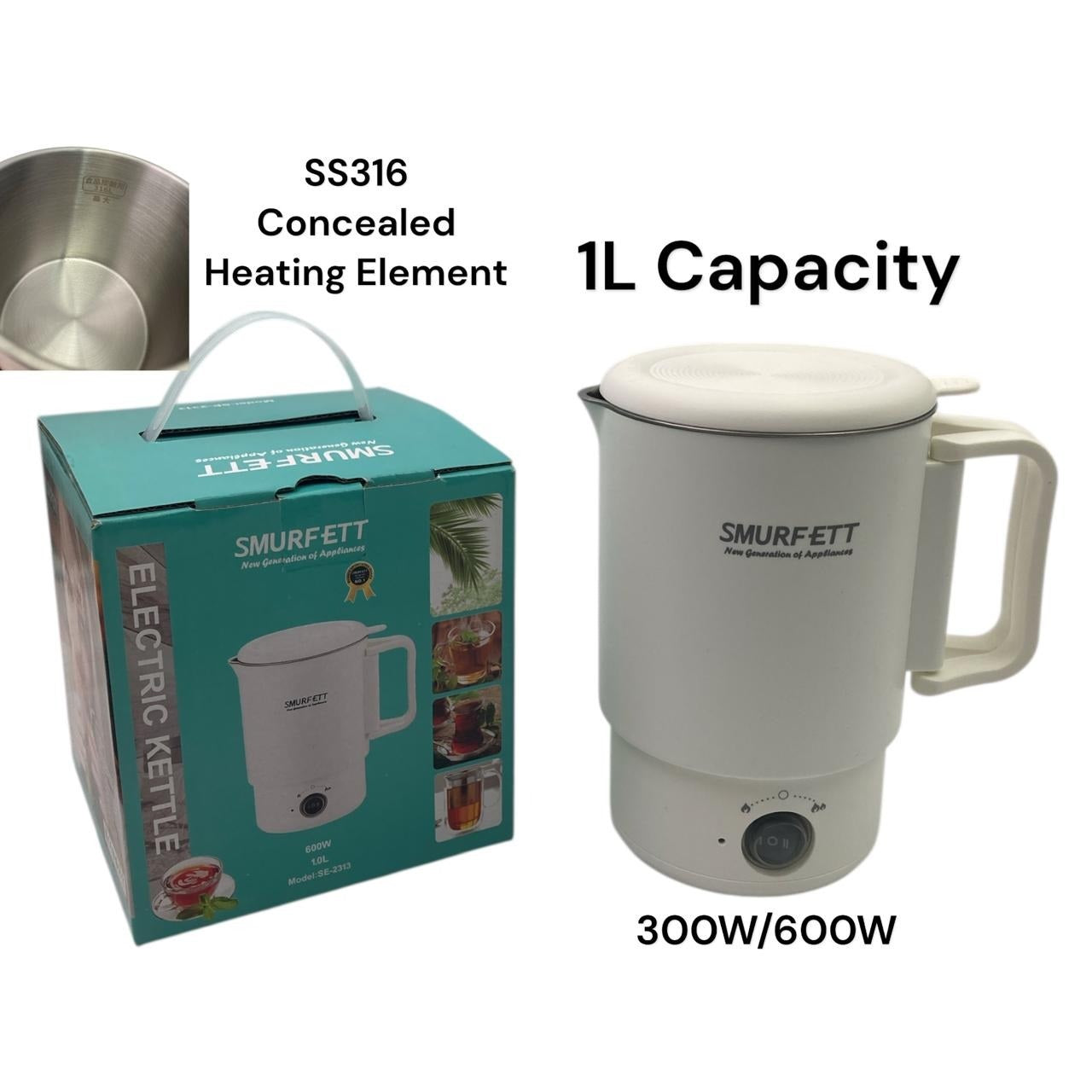 Smart Stainless Steel Electric Kettle 1L - 600W