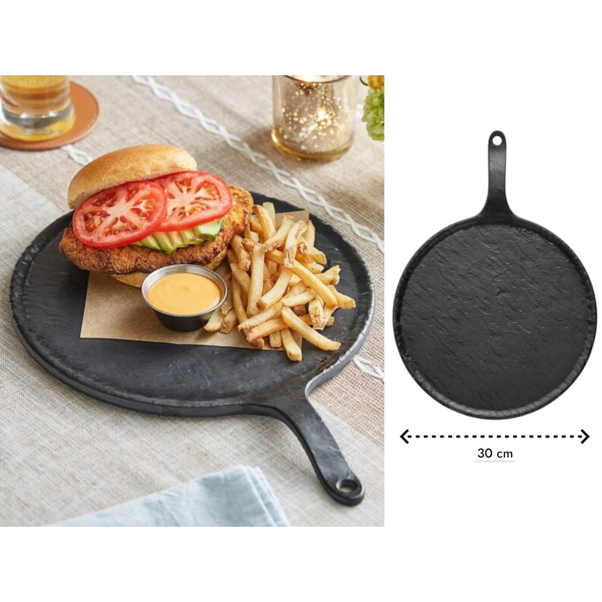 Large Melamine Round Plate with Handle