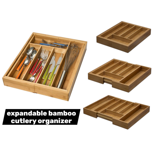 Expandable Bamboo Cutlery Organizer