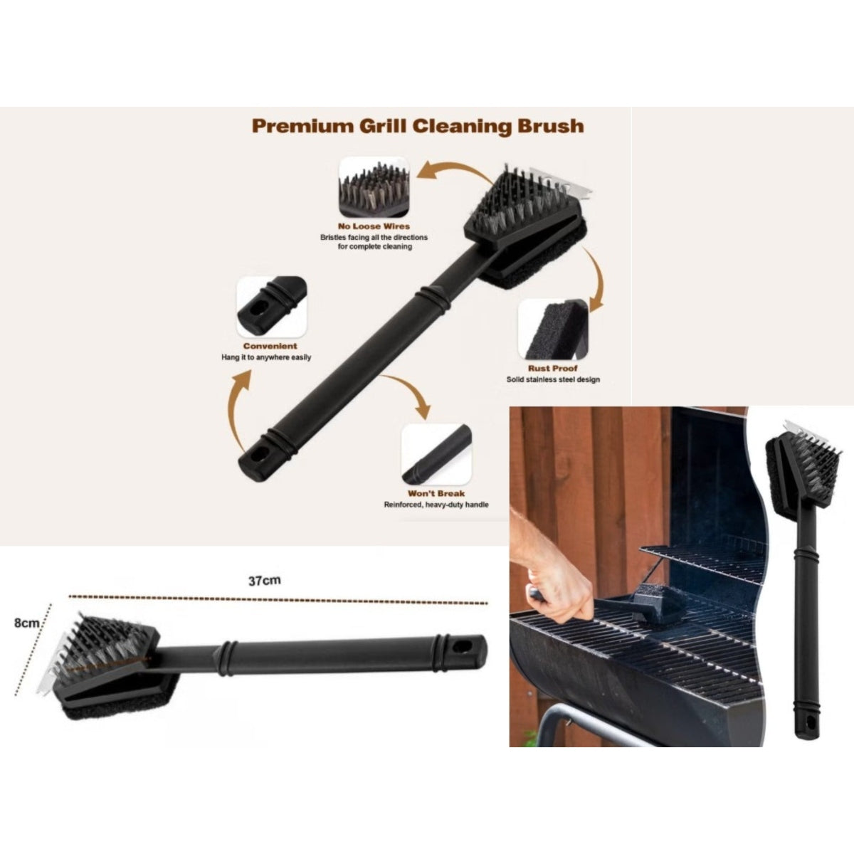 Heavy Duty Premium 3 in 1 grill brush