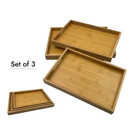 Set of 3 Bamboo Serving Trays