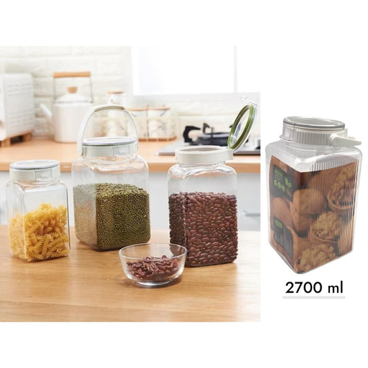 BPA free Plastic Jar Leak Proof Attached Cover 2700m