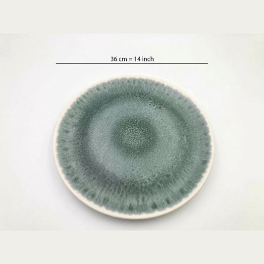 Green Marble Melamine Round Tray 14 inch