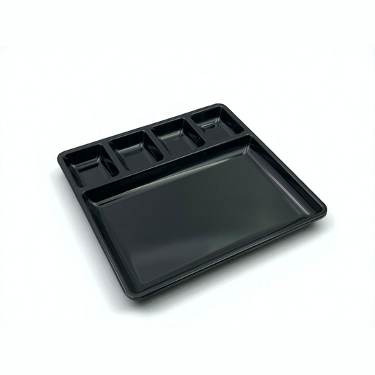 Melamine Square Plate with 4 Sauce Compartments 22 cm