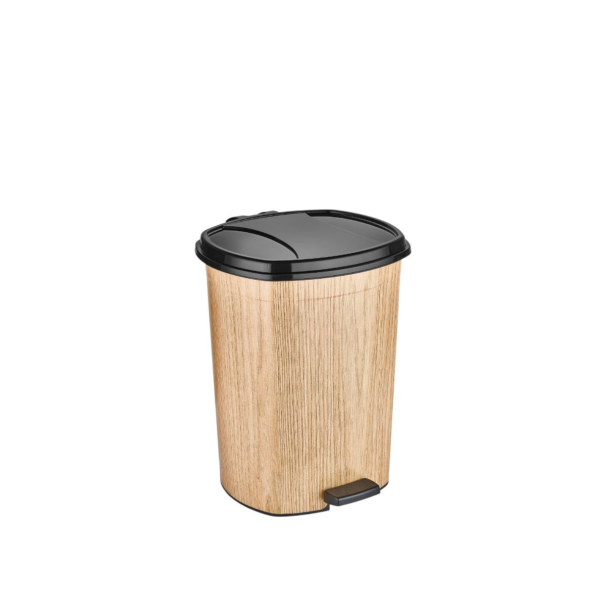 Wooden Color Plastic Pedal Dustbin 11L
