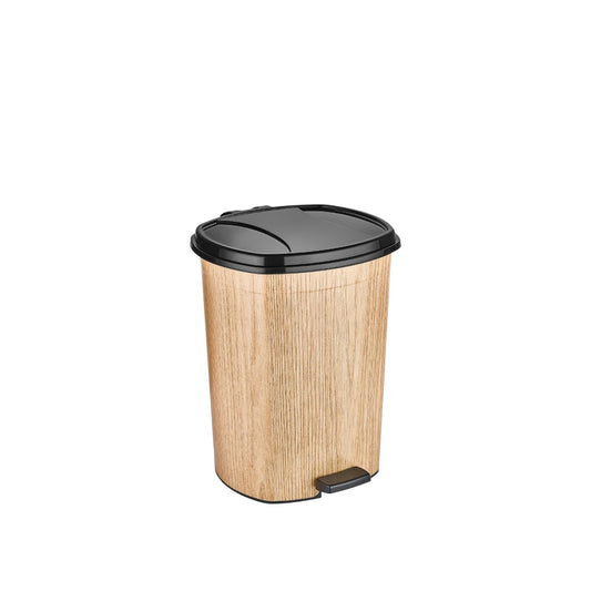 Wooden Color Plastic Pedal Dustbin 11L