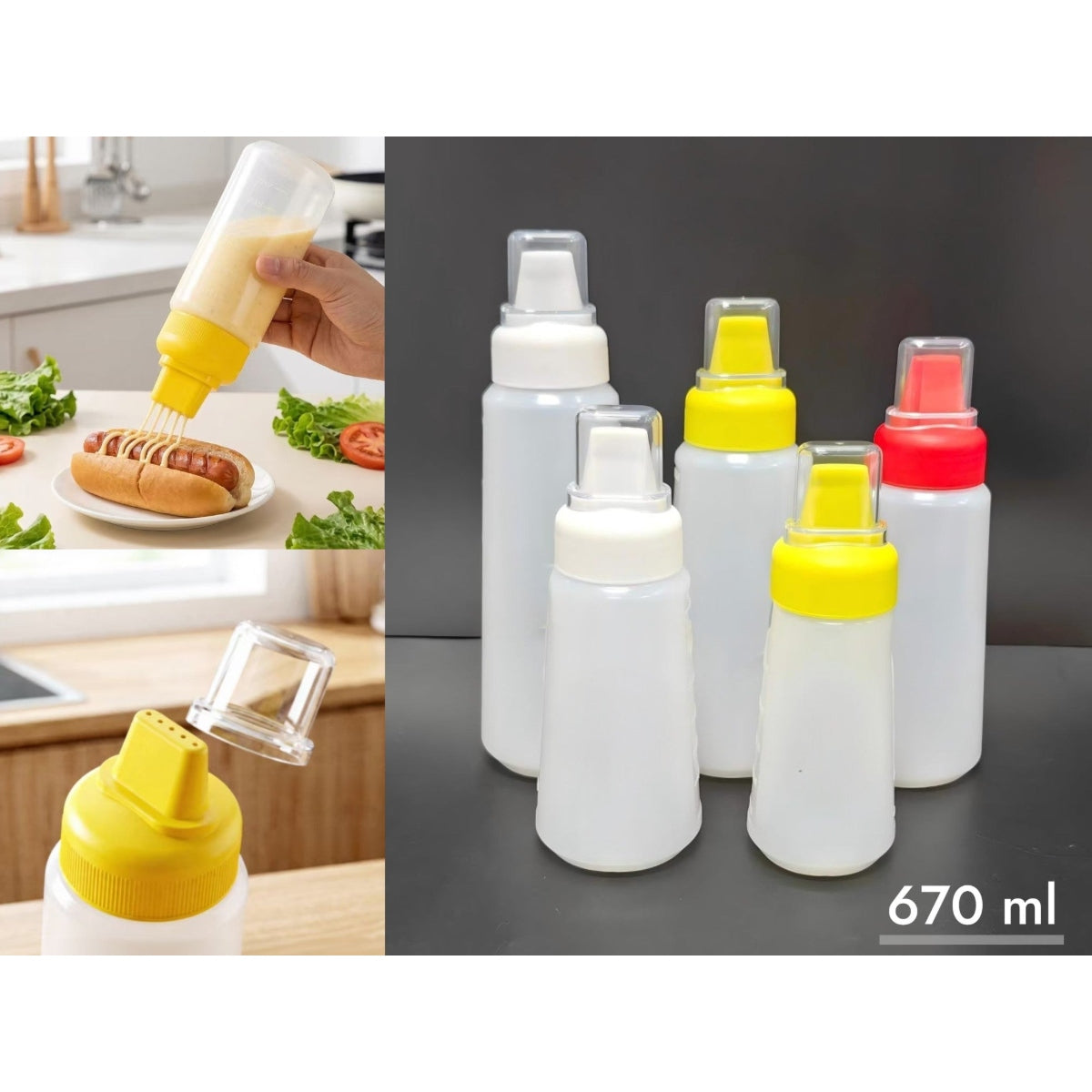 Squeeze Sauce Bottle 670 ml with Fine 5 Holes