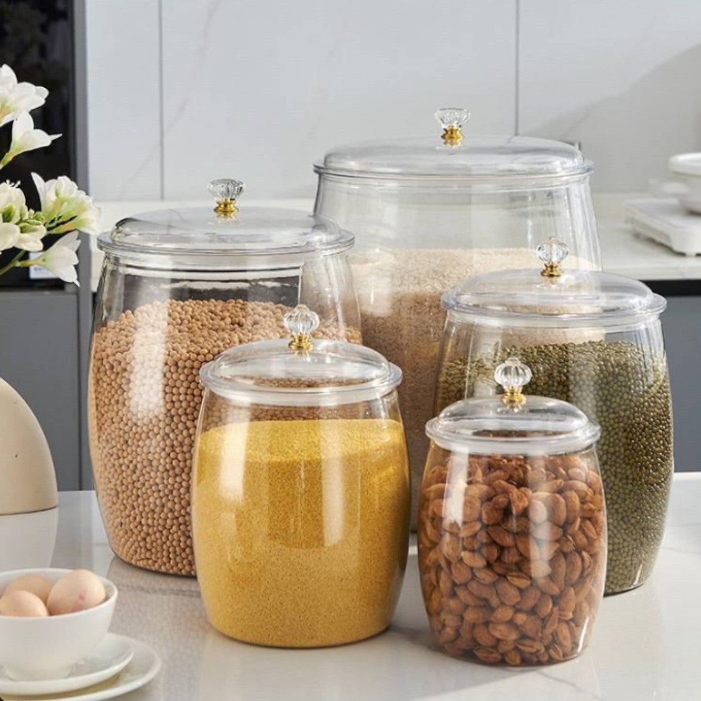 Break resistant BPA Free 5 Large Jars Set