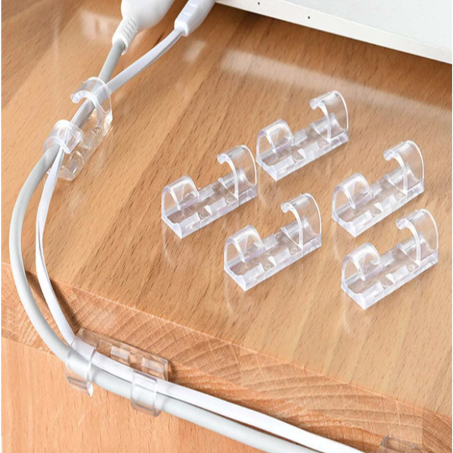 20pcs Self-Adhesive Transparent Cable Clips - Lunaz Shop