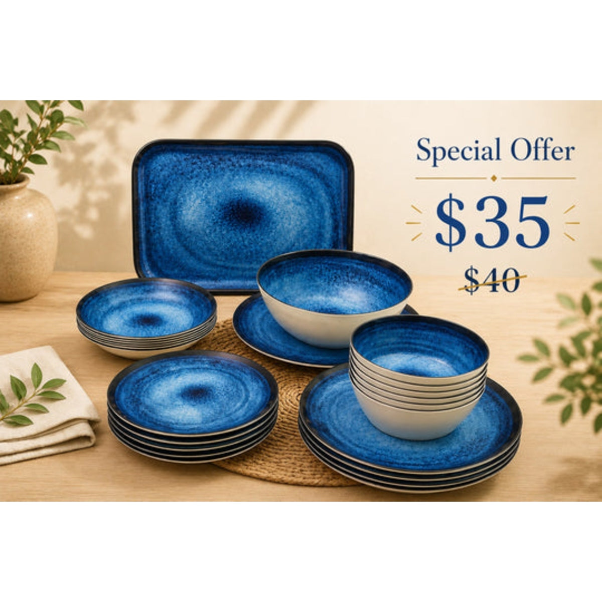 27-Piece Melamine Dinner Set