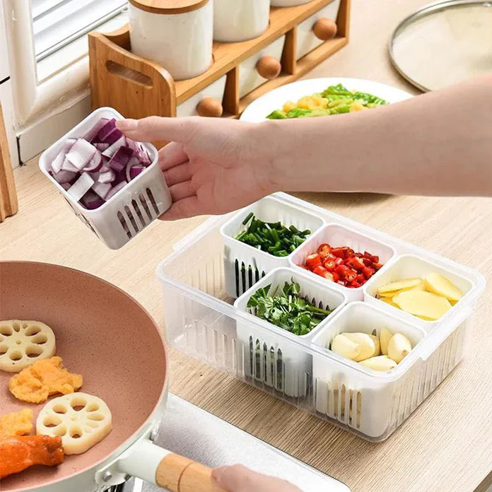 Food Prep Plastic Storage Container with 6 Strainers - Lunaz Shop