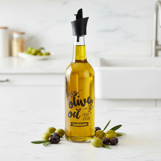 Glass Black Decorated Oil Bottle 750 ml