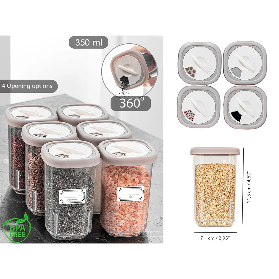 350 ml Plastic Spice Jar with 4 Opening Options - Lunaz Shop