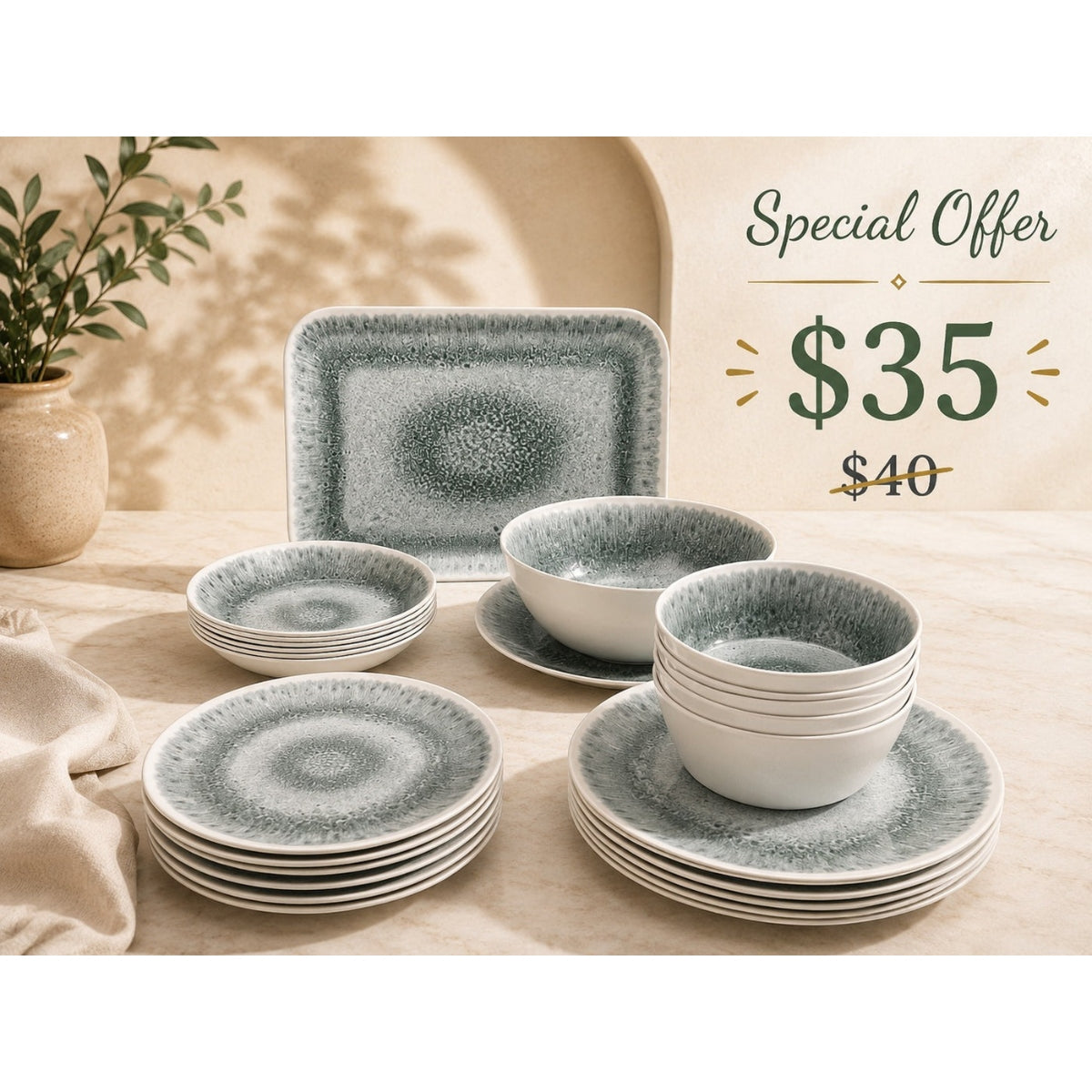 27-Piece Melamine Dinner Set