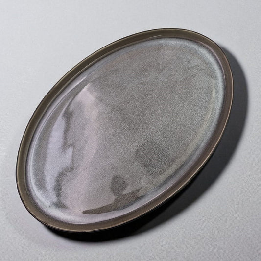 Dosthoff Glazed Oval Plate with Mat Black exterior 35.5 cm