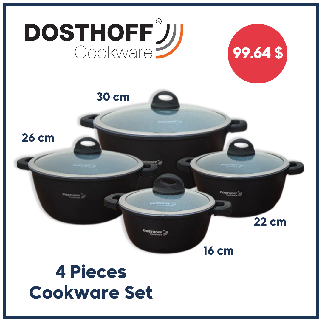 Dosthoff 4 pcs Cookware Casserole Set Black 4 S - Lunaz Shop