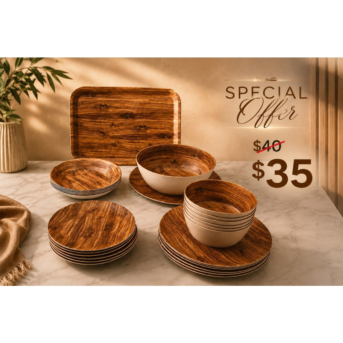 27-Piece Melamine Dinner Set
