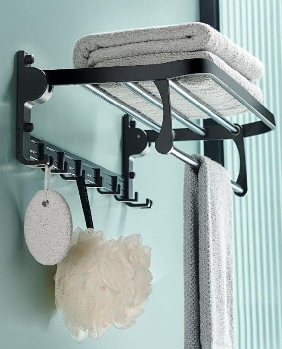 Alum Bathroom Towel Rack with Towel Bar and 5 Hooks