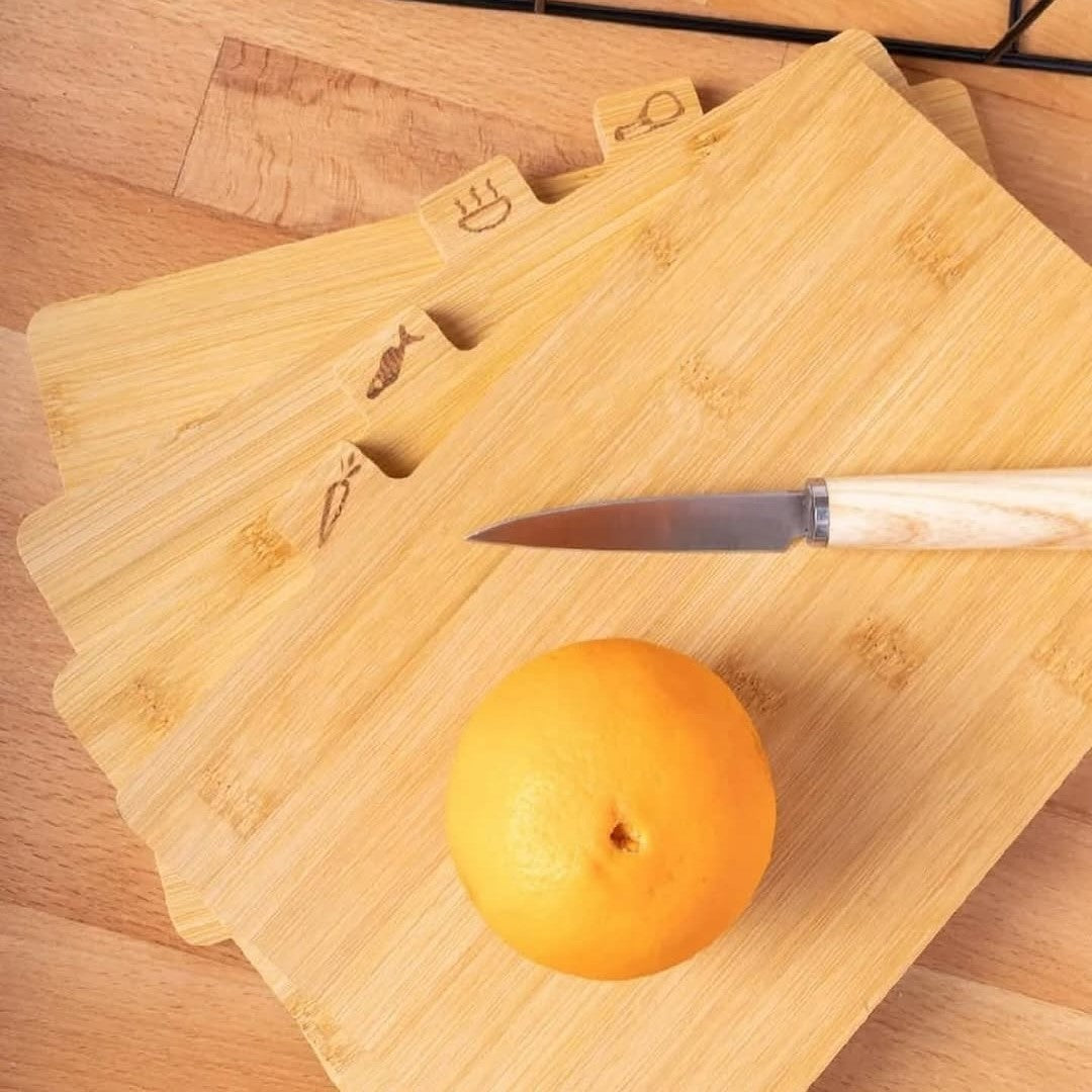 Set of 4 Bamboo Cutting Boards For Food Safety