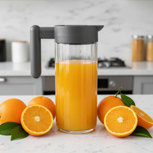 Embossed Glass Jar with Gray Rotating Lid 1.43L