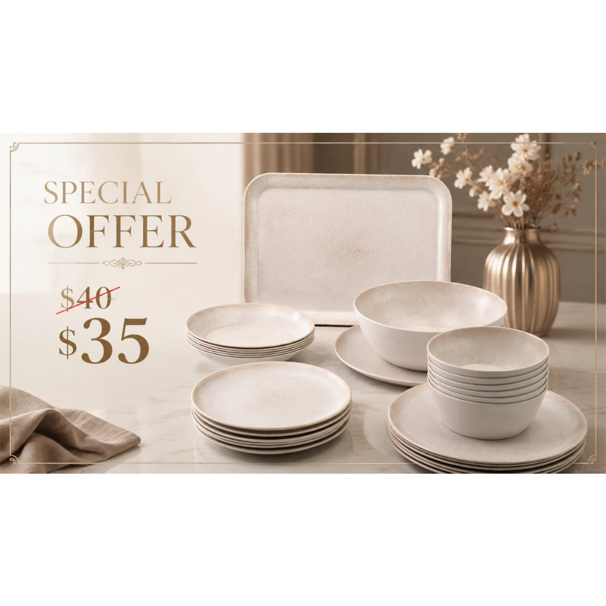 27-Piece Melamine Dinner Set