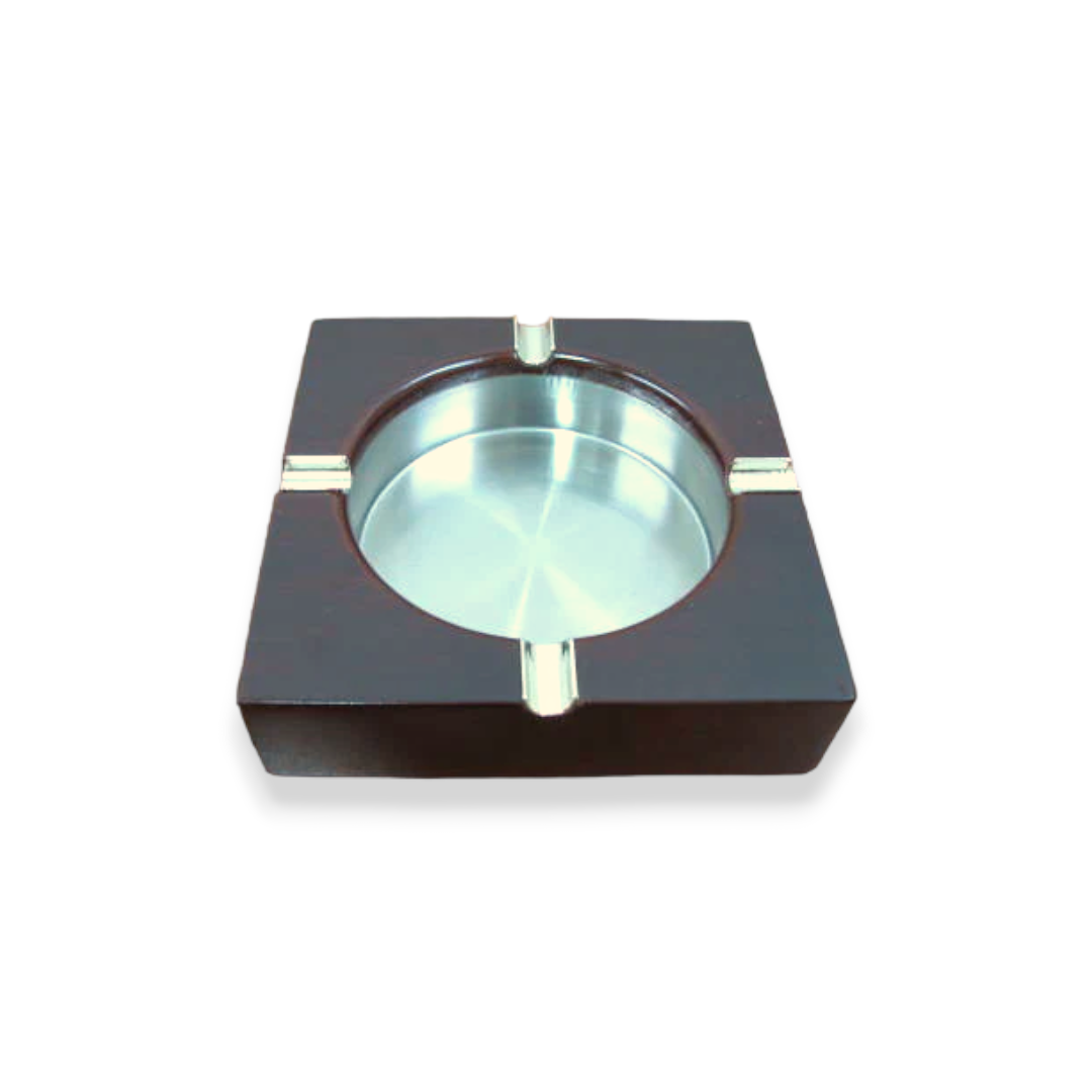 SS Squared Ashtray with Luxury Wooden Case - Lunaz Shop
