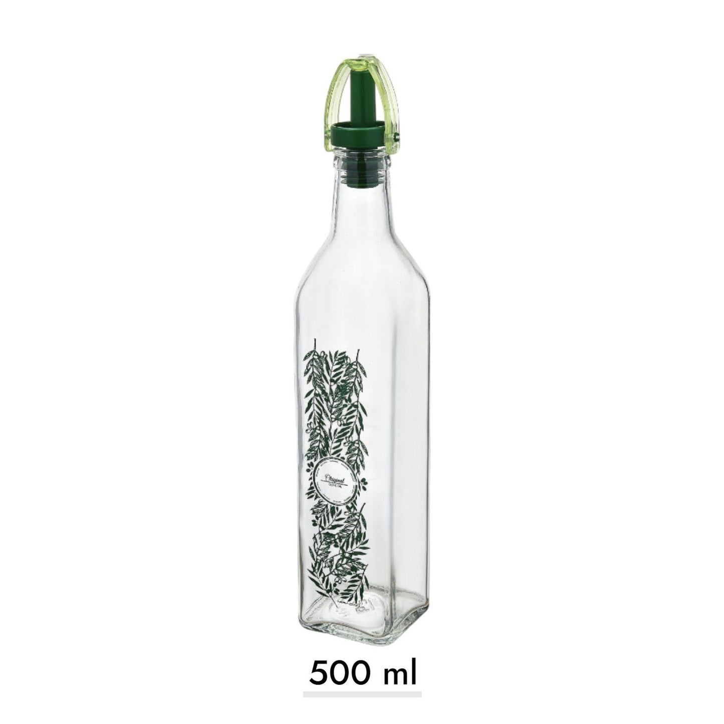 Decorated Square Glass Oil Bottle 500 ml