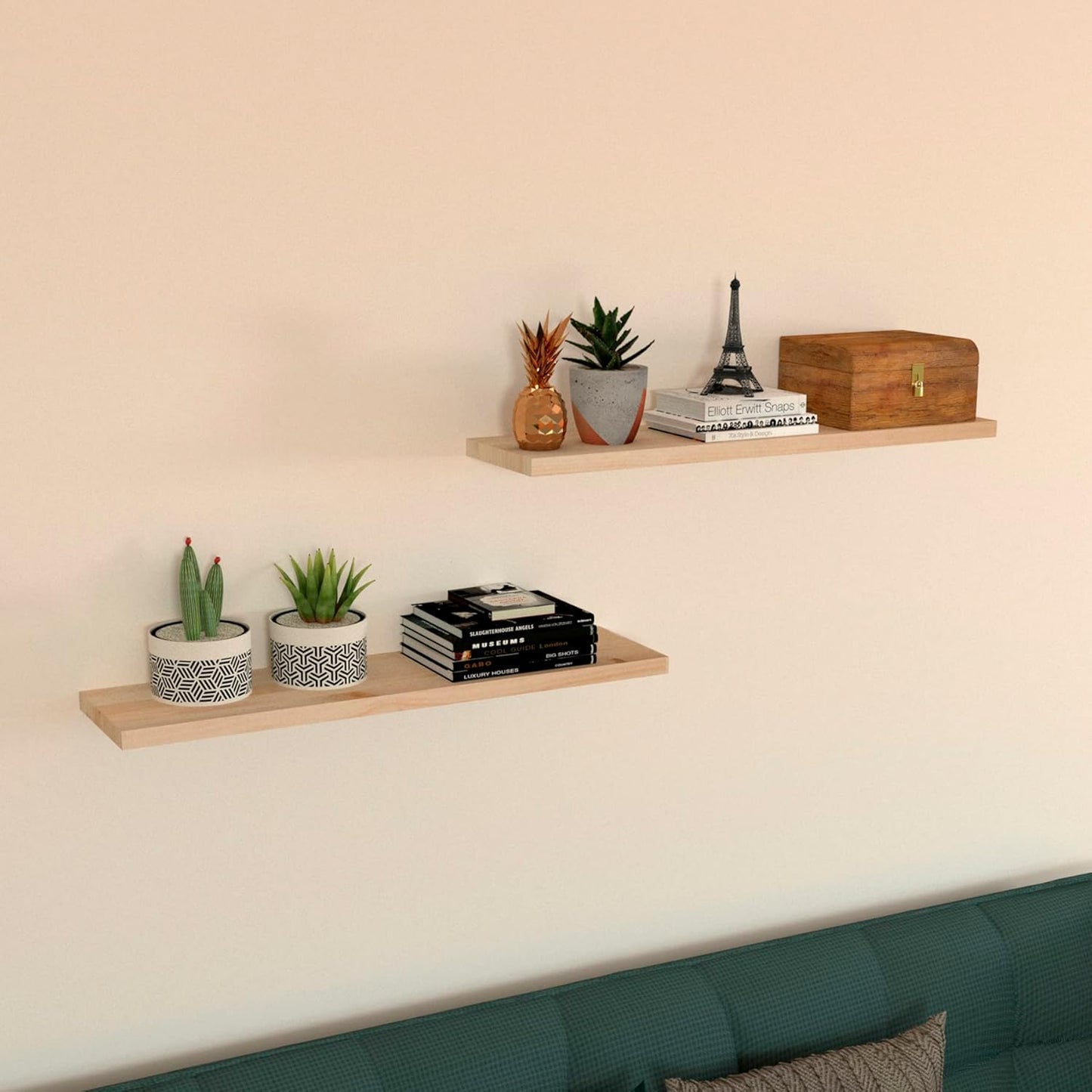 Floating Wooden Shelf 80 cm with Slim Profile