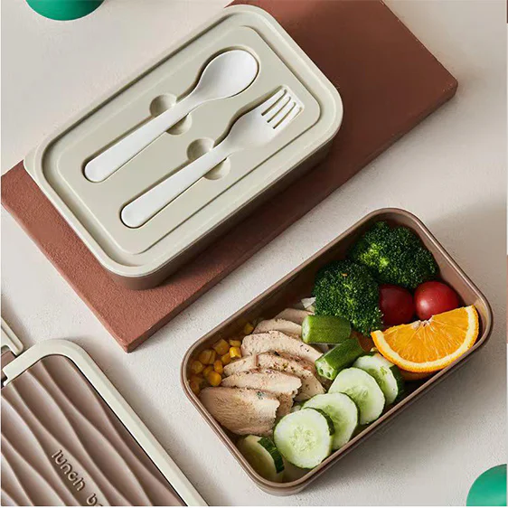 Double Decker Plastic Lunch Box with Cutlery