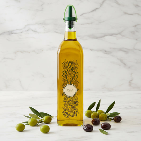 Decorated Square Glass Oil Bottle 1000 ml