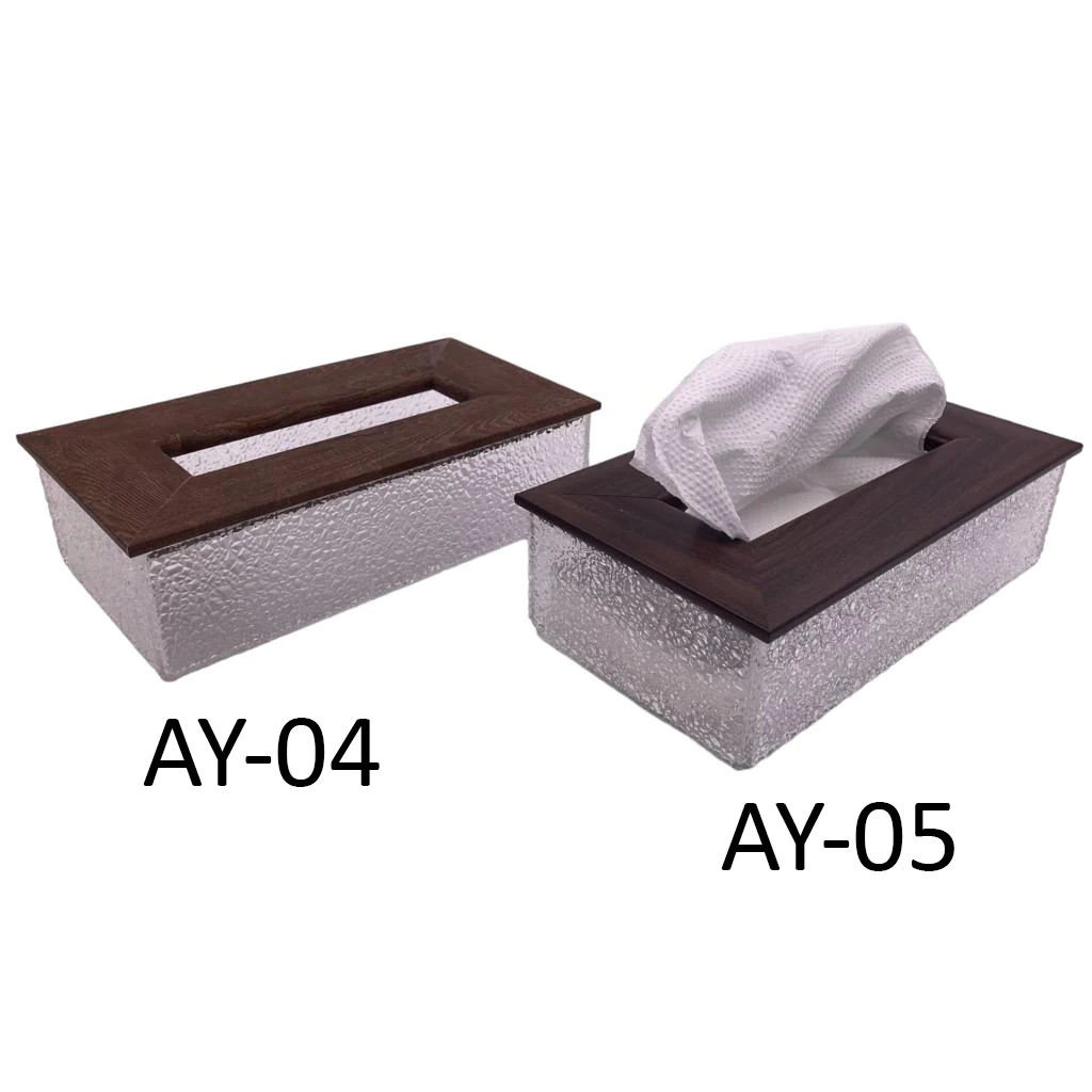 Acrylic Tissue Box with Wooden Like Cover - Lunaz Shop