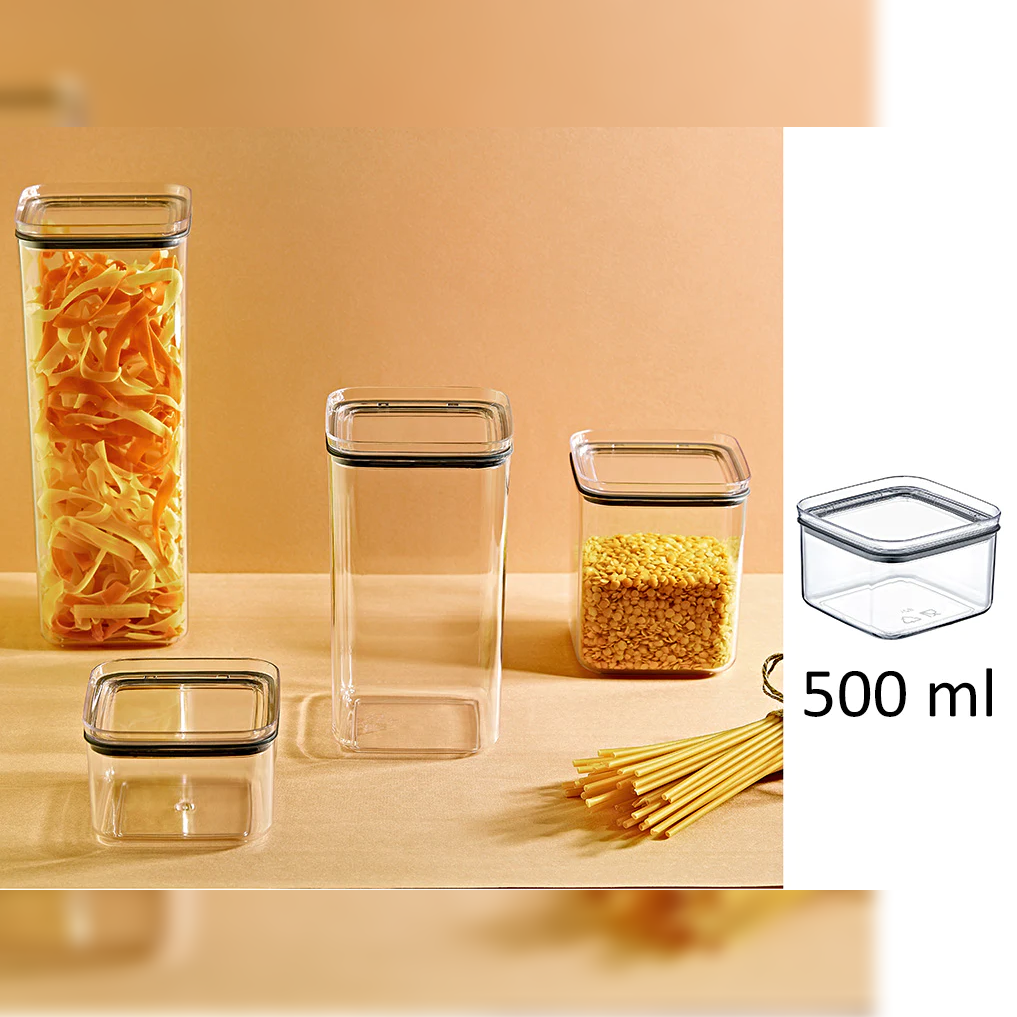 Airtight Squared Food Jar 0.5 lt Jar - Lunaz Shop